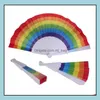 Party Favor Event Supplies Festive Home Garden Folding Rainbow Fan Printing Crafts Dh9ic