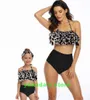 women many parent child swimwear print high waisted bikini Ruffle mother daughter suit children girls lace up sexy yakuda flexible stylish