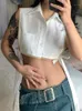 Blusas de mujer Camisas TEMPORADAS Moda Chic Blanco Cargo Mujeres Crop Tops Chain Lace Up Cardigan Summer Split Sexy Party Outfits Basic