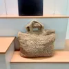 Diseñador Rafia Tejido de paja Verano Sandbeach Totes Moda Alta Capacidad Ocio Bolsa de hombro Estilo de vacaciones simple Bolso de mujer Bolsas de compras