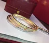 Top luxury high quality jewelry advanced vintage Bangle for women 2021 new sellings brand designer 18k brass gold plated fashion trinity series with diamonds