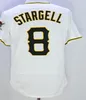 Retro 8 Willie Stargell Pittsburgh basebolltröja 39 Dave Parker 27 Kent Tekulve 9 Bill Mazeroski Throwback Pullover Sydda pirattröjor Gul Grå Svart Vit