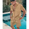 Mode Survêtement Hommes Ensembles Hawaïens T-shirts Impression D'été À Manches Courtes Bouton Chemise Shorts De Plage Streetwear Casual Hommes Costume 2 Pièces S-3xl