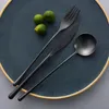 Dinnerware Sets Japanese Retro Black Cutlery Set 304 Stainless Steel Western Steak Knife Fork Spoon Coffee Desser FruitDinnerware