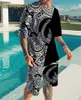 Tendencia de verano europea y americana para hombres, estilo casual de playa, textura, impresión digital 3D, camiseta, pantalones cortos, traje 220621