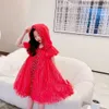 Kids Girls Dress Summer Children Pageant Gown Princess Wedding Dress For Baby Girl Red Party Clothes