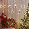 سلاسل عيد الميلاد LED الستار ضوء Christma Santa Claus Elk ديكورات للمنزل شجرة عيد الميلاد ناتال هدية سنة