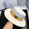 2022 new PD hat fashion men & Women's straw sun hats wide brim paper straw fedora jazz boater caps pork pie cap with band