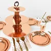 Rose Gold Party Einweggeschirr Set Pappteller Tasse Kinder Erwachsene Geburtstag Hochzeit Bachelorette Dekoration Babyparty 220811