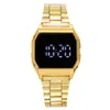 Relógios de luxo para mulheres lideradas pelo pulso eletrônico digital relógio de aço inoxidável Banda de relógio Moda de ouro Silver Men Bracelet Watchwri