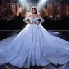NEW Luxury Beadings Wedding Dress Shiny Sequins Long Sleeves Sweetheart Sweep Train Gowns Custom Made Bridal Dresses Robe De