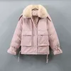 Qingwen Winter Koreanische Baumwolle Stepp Jacke Frauen 2022 Lose Große Größe Weibliche Jacke Schlank Dicken Pelz Kragen Baumwolle Parka Jacke l220725