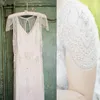 Vintage Great Gatsby Boho Wedding Dresses Crystal Garden Cap Sleeve Beaded Country Bohemian Bridal Gowns vestido de noiva