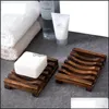 Soap Dishes Bathroom Accessories Bath Home Garden Ll Wood Holder Portable Bamboo Wooden Soapdish Shower Case Container Storage Dhikd