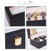 Titta på lådor Fall Watches Holder Box Black Men Women Top Luxury Wood Glass Jewelry Organizer 3 6 Grids Pu Leather Organizers Deli22