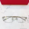 Herren Silber Randlos Brillengestell Optische Gläser Brillen Brillen Sonnenbrille Quadratisch mit Box W220423