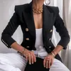 Chaquetas de mujer elegante trabajo de oficina de negocios mujer dama sólido botón traje chaqueta abrigo prendas de vestir Slim cuello pico otoño traje de mujer