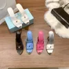 Women's Rubber Slide slippers Sandal Flat Heels platform Pvc sandals Candy Colors Chunky Heel Retro Shoes Summer Sexy sandals with box and metal buckle 5color