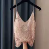 2021 Sexy Hollow Out Women Lace Camis Bead Work plus size Women Tanks Tops Bling Gold Sequins Camis G220414