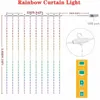 Cordes LED arc-en-ciel rideau fée chaîne lumières télécommande USB guirlande lampe pour maison chambre fenêtre vacances décoration de noël LED