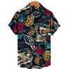 T-shirts masculins Hawaiian Awirt Shirt Men's Men's Men's Skull Imprimer un seul bouton de mode décontracté Top 5xlmen's