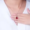 Imitazione tormalina rossa ciondolo diamante rosa dolce collana d'oro stile europeo e americano donne gioielli festa di nozze vintage catena clavicola ragazze regalo