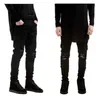 2022 Venta al por mayor-Swag Mens Designer Brand Black mens Jeans Skinny Ripped Destroyed Stretch Slim Fit Hop pantalones Moda de mezclilla larga con agujeros para hombres JS34 tamaño 28-38