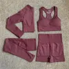 1/2/3/4 pièces sans couture femmes Yoga ensemble entraînement vêtements de sport vêtements de sport Fitness à manches longues haut court taille haute Leggings costume de sport 220330