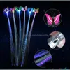 Party Decoration Event Supplies Festive Home Garden 35Cm Butterfly Luminescence Ponytail Girl Optical Fiber Noctilucent Hairpin Colorf Chi