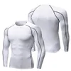 Erkek Tişörtler Toptan Streç hızlı kuruyan uzun kollu sıkıştırma sıkı fitness Erkekler MMA BJJ Rash Guard Running Shirtçen