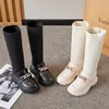 スニーカー冬の韓国のオーバーザ膝のブーツは金属チェーンを備えた女の子用220823