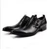 Jurk Designer Men Zwart Leather Pointed Teen Flats Cowhide Buckle Office Wedding Party Shoes Da