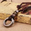 Metalen dubbele ring hanger ketting retro verstelbare ketting lederen kettingen voor vrouwen mannen hiphop mode sieraden