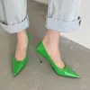 Elbise ayakkabıları kadınlar yeşil beyaz pembe uçlu ayak parti ince topuk 8 cm parti ofis için pompalar bayan moda bahar zapatillas mujerdress