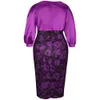 Plus Size Dresses Elegant Dress 2021 Women Floral Print Mid Red Autumn Ladies Sexy V-neck Christmas Club Party 3XL 4XL 5XL