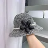 ワイドブリム帽子202206-2509329ドロップサマーミックスカラーペーパー織り真珠フラワーホリデービーチレディサンキャップ女性レジャーハットワイドウェンド22