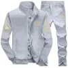 Herrespår tröjor byxa byxor Svettning Set Two -Piece Print dragkedja Hoodies Sweatpants Tracksuit vinter sportkläder sportdräkter