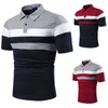 Mens kläder Kortärmad T Shirt Stripe Splice Business Casual Topps Mäns Mode T Shirts Camisas de Hombre Blouse Polos