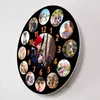 Collage personalizzato della famiglia Po 13 immagini di Instagram con numero arancione sfondo nero Grande orologio da parete regalo personalizzato 220615