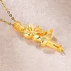 Colares pendentes chegam sólido 24k ouro amarelo 999 Mulheres Angel Girl 3.19g