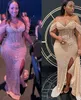 2022 Plus size Arabische Aso Ebi Champagne Mermaid Sparkly Prom jurken Gereed Sheer Neck Evening Formeel feest tweede receptie verjaardag verlovingsjurken jurk zj227