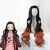Anime Demon No Nezuko Wig Long Heat Hair Canthetic Hair Perucas Cosplay Wigs و Bog Cap L2208026756444