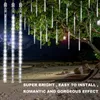 Outdoor Solar Meteor Shower Christmas Lights Strings 8 Tubes 192 Led Hanging String Lights For Garden Tree Holiday Party Decoation Lamp D3.0