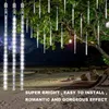 Utomhus Solar Meteor Dusch Christmas Lights Strings 8 Rör 192 LED HANGING String Lights For Garden Tree Holiday Party Decoation Lamp D3.0