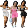 Baby Letter Rhinestone Tracksuits Women Summer Tweed Piece Shorts Set mouwloze bijgesneden vest top shorts outfits slanke sportkleding roze wit zwart