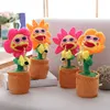 Saxophone Dancing and Singing Flower Enchanting Sunflower Soft Stuffed Plush Toys Funny Electric for Kids Party Kawai 220615