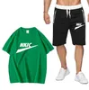 Homens Verão Marca Tracksuits Tshirt + Shorts Casual Esportes Terno 100% Algodão Respirável Homens 2 Peça Conjunto Masculino Sets Plus Size S-3XL