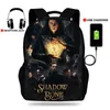 School Bags Customized Backpack USB Show Shadow And Bone Print Students Bag Male Computer