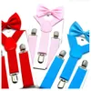 34 Color Kids Suspenders Bow + Tie Set Niños Niñas Tirantes Tirantes elásticos en Y con pajarita Cinturón de moda o Niños Bebé Niños de DHL B0428