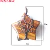 Wojiaer Natural Pendant Opal Stone Wire Wrap Pentagon Star for Jewelry Making Crystal Bo975